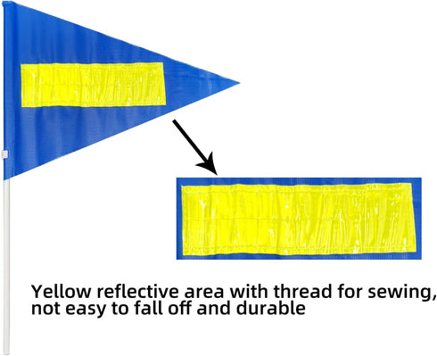 Bike Safety Flag with Pole 2 Sets, 6-Foot Adjustable Height Sturdy Fiberglass Tear-Resistant Waterproof Safety Flag Blue...