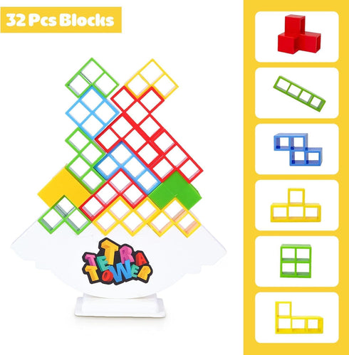 48PCS Tetra Tower Games - Exciting Stacking Board Game for Team Building, Family Parties, and Travel...