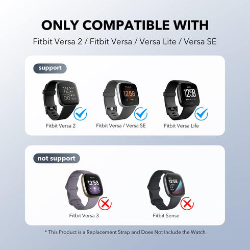 2 Pack Waterproof Bands Compatible with Fitbit Versa 2 Bands for Women Men, Classic Soft Sports Replacement Wristbands for Fitbit Versa 2/Versa Li...