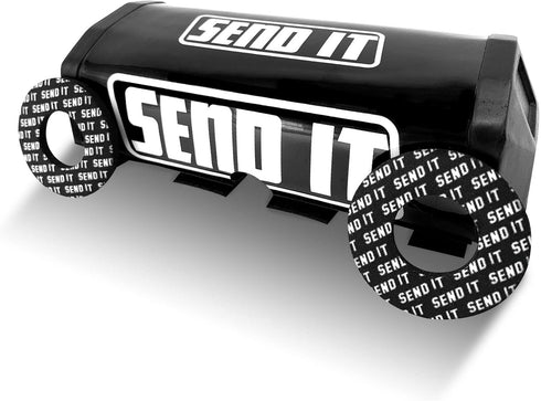 SEND IT Bar Pad with FREE DONUTS Handlebar DIrtbike ATV Crossbar (BLACK, SQUARE)...