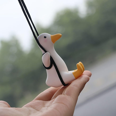 Swinging Duck Car Hanging Ornament, Cool Flying Duck Car Rear View Mirror Hanging Accessories, Auto Truck Interior Rearview Mirror Decoration Pend...