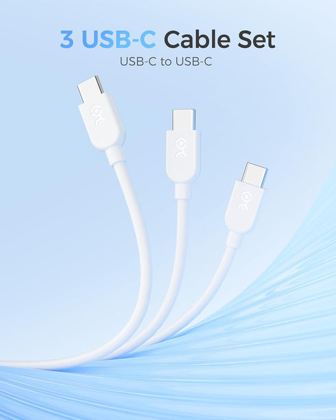 Cable Matters 3-Pack Extreme Flexible USB C Charging Cable 6ft in White, Support 60W PD, Apple CarPlay, Android Auto, USB C to USB C Cable for iPh...