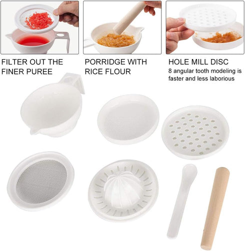 Infant Baby Food Supplement Grinder Manual Food Grinding Bowl Baby Puree Cooking Machine Complementary Tool Portable kit Multi-Function For Homema...
