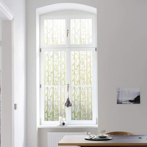 Finnez Bamboo Window Film for Privacy Frosted Window Film Perfect for Bathroom Livingroom and Office (17.5" x 78.7")...