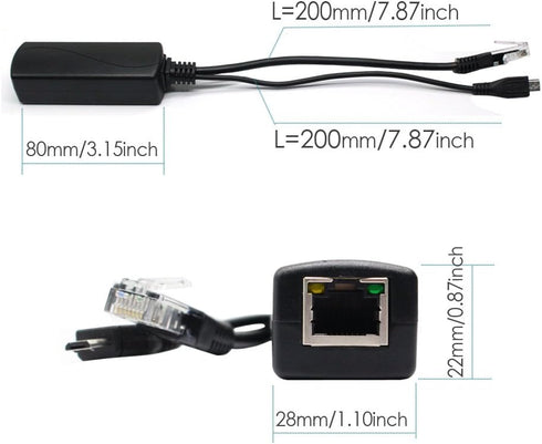 ANVISION Active 48V to 5V 2.4A PoE Splitter Adapter with Micro USB Plug, IEEE 802.3af Compliant, for Tablets, Dropcam or Raspberry Pi, IPC, IP Cam...