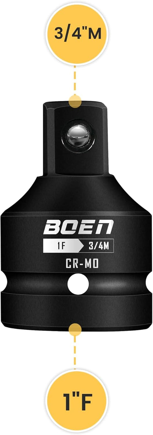 BOEN 1"F to 3/4"M Impact Socket Adapter, Cr-Mo Steel,Socket Adapter Set for Impact Driver Conversions...
