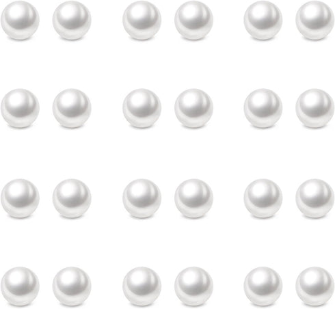 Charisma 6mm Composite Pearl Earrings Round Ball Pearls Stud Earrings Hypoallergenic 12 Pairs Imitation Pearl Earrings Set for Women...