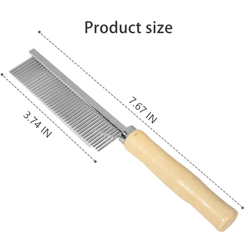Dog and Cat Combs For Grooming Long Haired Pets, Stainless Steel Pin Teeth Wooden Handle Grooming Comb Prevents Matted Fur...