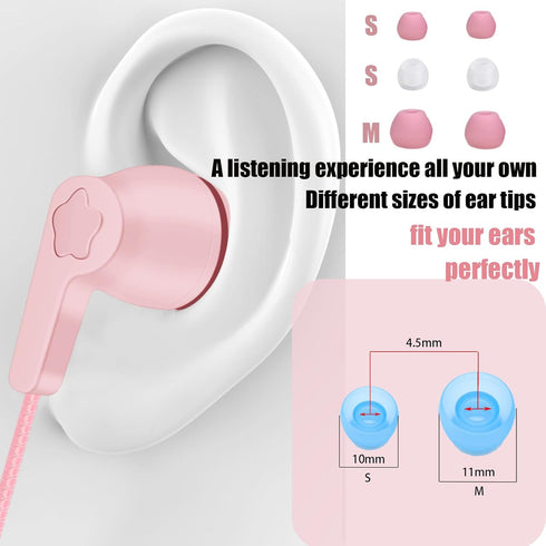 2 Packs of Earbuds Set with Case for Kids for School, Wired Headphones with Case and Small Size Ear Tips, Ear Buds with Cute Case, Earphones for P...