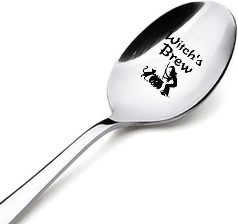 Witches Brew Funny Engraved Spoon with Gift Box, Gift for Coffee Lover Tea Lovers, Best Friend Spoon Gift, Funny Housewarming Gifts, Neighbor Gift...
