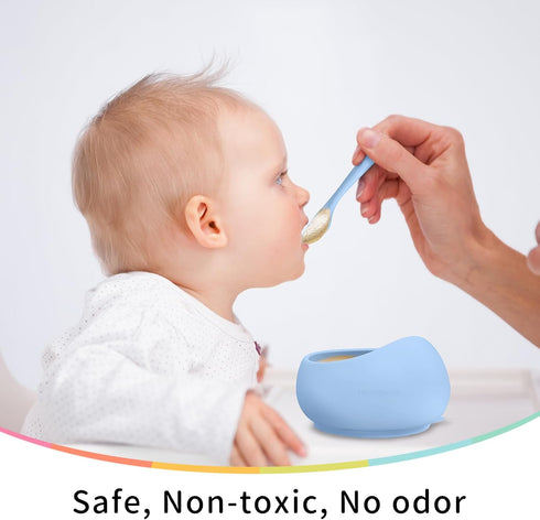 Mombella Silicone Suction Bowls for Baby 6 Months Up, Durable Baby Food Bowls and Spoons Feeding Set, reducing meal messes, Non-Slip Design, BPA-F...