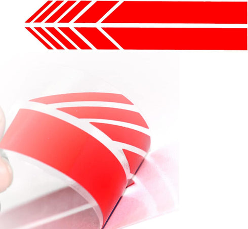 2 PCS Car Rear View Mirror Stickers, 5.51" x 1.18" Striped Rearview Mirror Car Stickers, Car Side Mirror Reflective Decals (Red)...