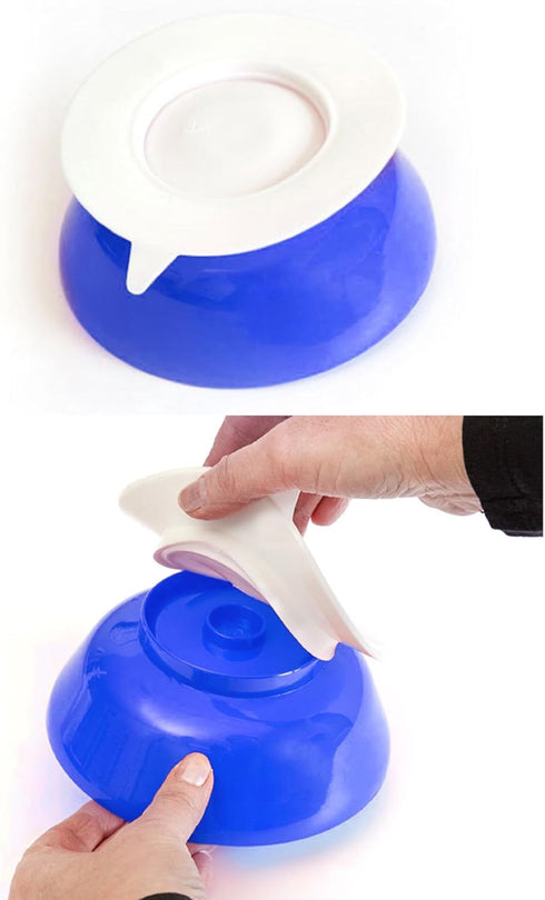 Spill Proof Scoop Bowl and Plate with Non-Skid Suction Base, Adaptive Self-Feeding Dinnerware for Elderly/Disabled (Blue Combo Set)...