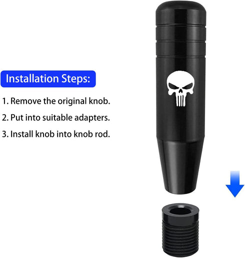 1 PC Gear Stick Shifter Knobs, Skull Design Aluminum Alloy Weighted Gear Lever Metal Stick Shifter Handle Fit for Most Automatic Manual Vehicle (B...