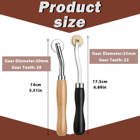 Nitlak 2 PCS Tracing Wheel with Wooden Handle Stainless Steel Pounce Wheel, Point Sewing Tracing Wheel for Sewing Patterns, Rotary Perforator, Ove...