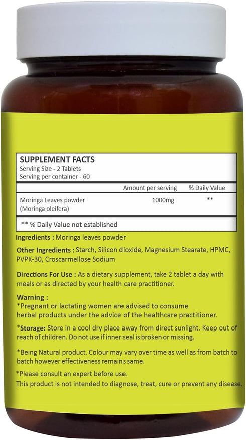 HERBAL HILLS Moringa Tablets 120 Count (1000 mg)...