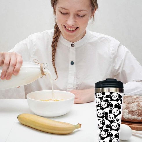 Waldeal Cute Panda Travel Coffee Mug with Flip Lid, Animal Stainless Steel Water Bottle Tumbler Cup 15 OZ for Men Women Kids...