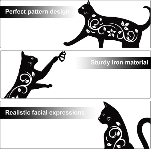 Elcoho 4 Pack Black Cat Silhouette Cute Metal Cat Garden Statues Bird Repellent Cat Decorative Garden Stakes for Yard, Garden, Lawn Outdoor Decora...