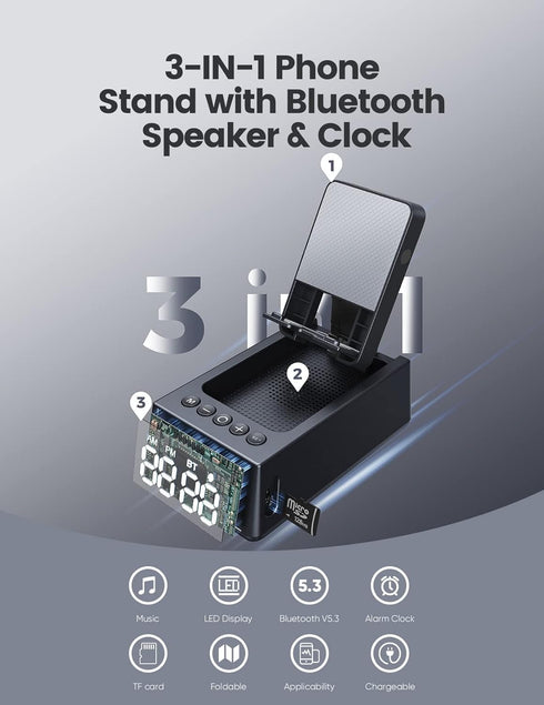 Birthday Gifts for Men Women, Cell Phone Stand Bluetooth Speaker with Anti-Slip Base, Hd Surround Sound, Cool Multi Functional Gadget, Unique Gift...