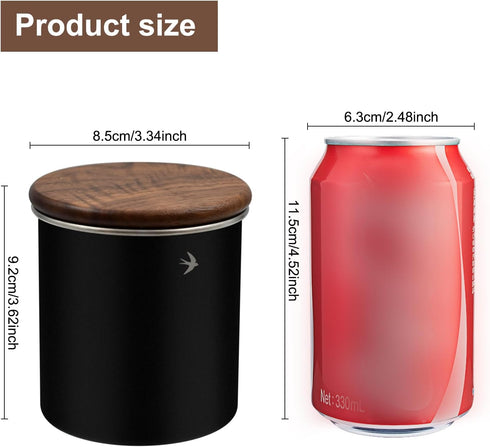 Food Storage Jar Canister with Airtight Walnut Wood Lid Elegant Design Stainless Steel Canister for Tea Coffee Sugar Spice Nuts Snacks Seasonings ...