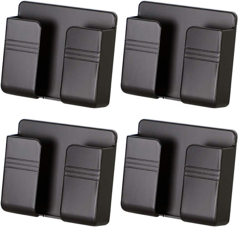 4PC Wall Mount Cell Phone Charging Holder, Black Adhesive Mobile Phone Wall Stand for Charger, Phone Holders for Shower Bed Wall......