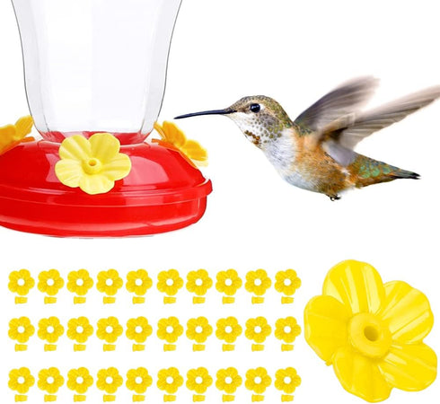 Humingbirdbird Feeder, 30 Sets Hummingbird Feeder Flowers Multicolor Unique Replaceable Hummingbird Bird Feeder Flower Accessories (Yellow)...