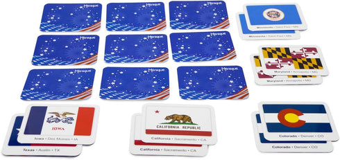 Menique, Memory Matching Game U.S. States Flags, educational card game....