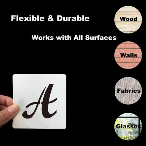 1 Inch Alphabet Letter Stencils for Painting - 70 Pack Letters and Numbers Stencil Templates with Signs for Painting on Wood, Reusable Letter and ...