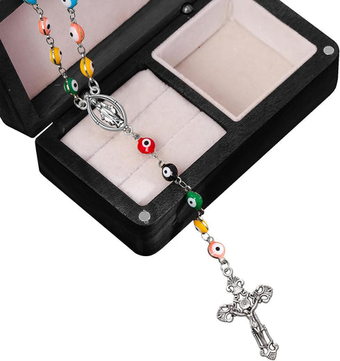 20Pcs Rosary Kits Cross and Center Medal Charms Tibetan Silver Alloy Catholic Jesus Maria Oval Links Pendant for Diy Jewelry Making Supplies...