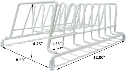Huji Plates Holder Pots Pans Lid Organizer Rack for Cabinet, Pantry or Kitchen Counter (TWO, WHITE)...