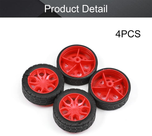 MroMax 30mm Rubber RC Car Wheel Tires DIY Model Robots 4pcs Red and Black...