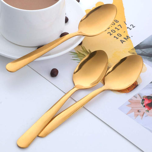 Teaspoons Gold Stainless Steel Dessert Spoons, BUY&USE 12 Pieces 5.9-Inch Coffee Spoons...
