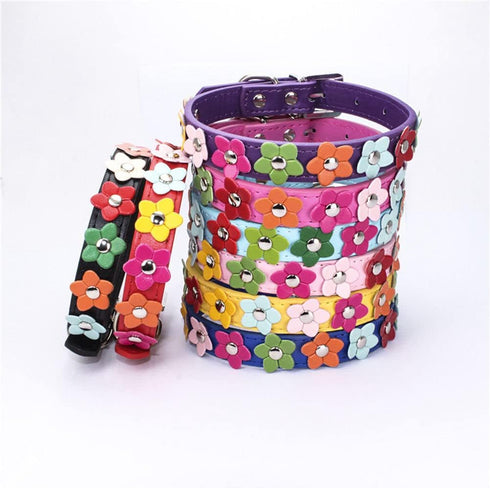 Flower Dog Collars for Small Dogs, Fancy Pretty Colorful Floral Cute Girl Puppy Collar for Xs Small Breed Pet Female Dogs Tiny Cats, Hot Pink Xsma...