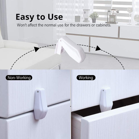 EUDEMON Plastic 8 Pack Kids Proofing Safety Drawer Stoppers Baby Safety Child Proofing Drawer Pinch Guards Easy to Install no Tools Need or Drill ...