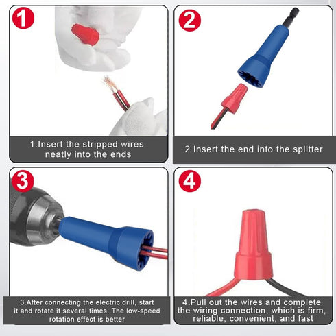 4 Pcs Wire Twister Tool for Drill, Wire Nut Twister Wire Stripper Tool Connector Driver with 1/4" Chuck Cable Quick Stripping Electricians Tools...