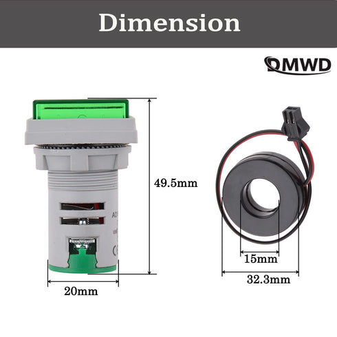 Amp Voltage Meter, 22mm Square Dual Display Panel Voltmeter Ammeter AC 0-100A 60-500V Meter Indicator LED Display Voltmeter, Voltage Tester Curren...