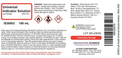 Innovating Science Lab-Grade Universal Indicator Solution, 100mL - The Curated Chemical Collection...