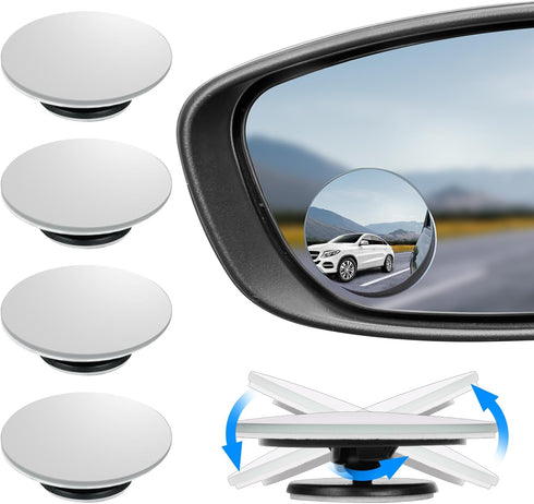 JOYTUTUS HD Blind Spot Car Mirror 4 Pack Accessories Round Convex Mirror Frameless Side Rear View Mirror with Wide Angle 360° Adjustable Glass ABS...