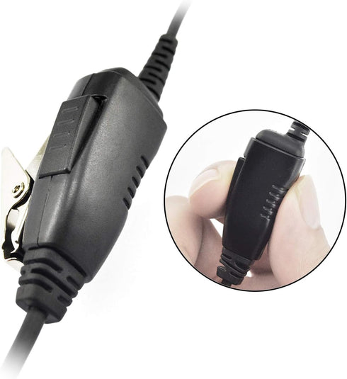 1-Wire FBI Security Acoustic Clear Tube Earpiece Headset with PTT Mic for Motorola Two-Way Radios PMLN7157A, SL300, SL2600, SL3500e, SL7550, SL758...