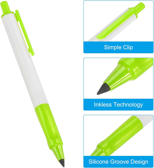 PATIKIL Inkless Pencil, 6 Pack Eternal Pencil Forever Pencils Replaceable Nib Magic Pencils for Writing Drawing Office Supplies, Green...