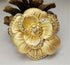 New European and American retro matte golden leaves camellia set with gems ladies fashion personality brooch...