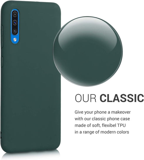 kwmobile Case Compatible with Samsung Galaxy A50 Case - Soft Slim Protective TPU Silicone Cover - Moss Green...