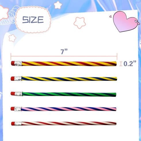 35 Pcs 7 Inch Flexible Soft Pencils,Magic Bend Pencils,Colorful Stripe Soft Pencils for Valentine's Day,Children's Day Gift,Students,Classroom Gif...