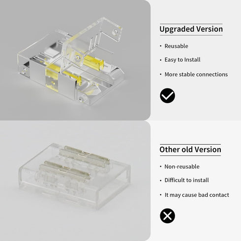 PAUTIX 10mm Connectors for COB RGB LED Strip Lights 4 Pin,4pcs Transparent Gapless Connectors,3pcs Dual Ends Extension Connectors and 2pc Strip to...
