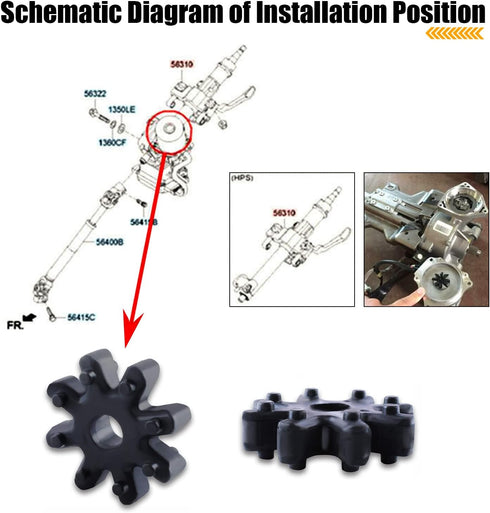 Miytsya Pack-2 Flexible Steering Coupler Replacement, Steering Coupling Steering Column Motor Fits Hyundai and Kia, 56315-2K000FFF Automotive Powe...