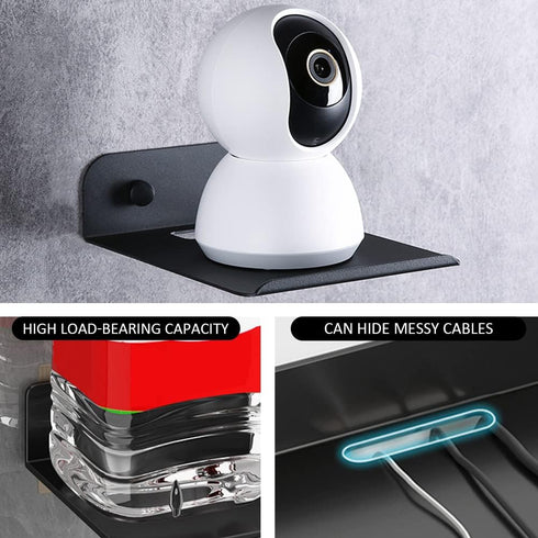 OLizee® Drill-Free Wall Mount Floating Display Shelf with Cable Hole Baby Monitor Projector Wall Shelf Video Camera Wall Holder WiFi Router Storag...
