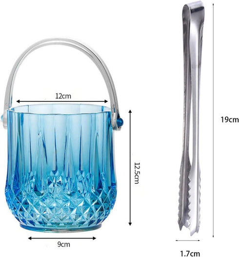 Acrylic Champagne Bucket with Stainless Steel Ice Tongs Portable Ice Bucket Clear Ice Container Reusable Wine Bucket Transaprent Beer Bucket for H...