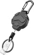 Retractable Keychain Badge Holder with Belt Clip, Heavy Duty Carabiner ID Badge Clip Reel, 32” Steel Retractable Cord, 10 oz Rebound?1pcs Black Ke...