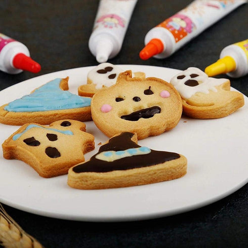 4 Pcs Halloween Theme Plunger Biscuit Mold Cutter Plastic Cookie Cutter Biscuit Stamp Mould Fondant Tool Set...