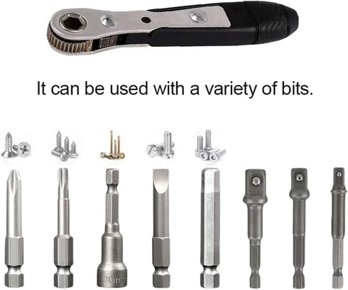 11pc 36-Tooth 1/4 inch Mini Ratchet Wrench Screwdriver Bit Set 90 Degree High Torque Mini Offset Reversible Drive Handle...